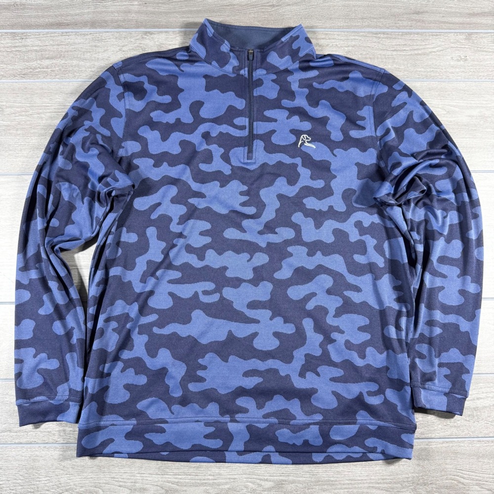 Rhoback Quarter Zip Pullover Large Blue Camo Performance Performance Long Sleeve